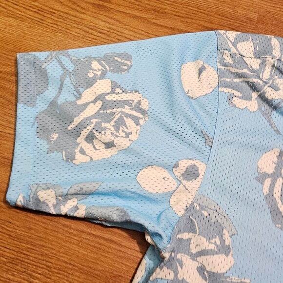 Nike Rose City Mesh Button-Up Shirt Dri-Fit Floral Men's Small S Blue FJ1650-499 - Picture 7 of 13